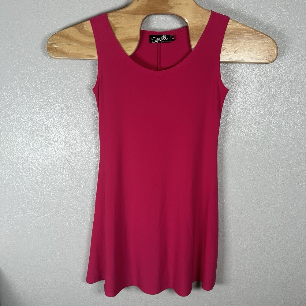 Sympli Tunic Dress Womens Size 2 Bright Pink Minimalist Relaxed Stretch Slinky